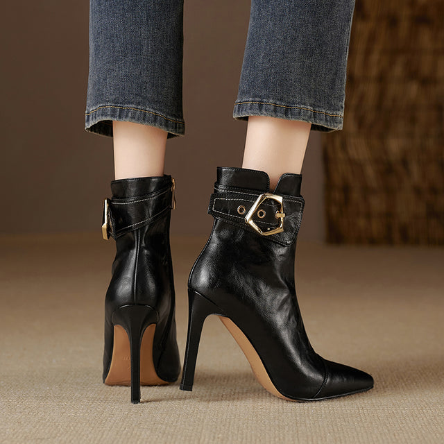 Luxury Leather Pointed Toe Tall Boots