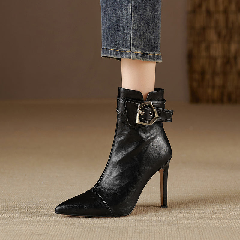 Luxury Leather Pointed Toe Tall Boots