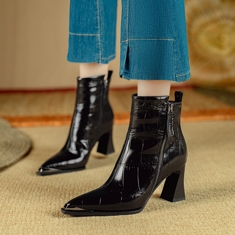 AlligatorLuxe Chic Zipper High Heel Boots