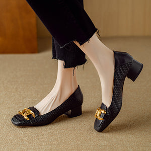 Chic CrocTex Square Toe Low-med Heels