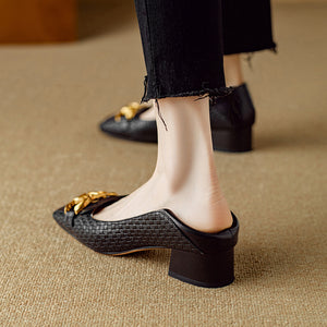 Chic CrocTex Square Toe Low-med Heels