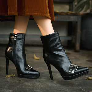 Luxury Leather Pointed Toe Tall Boots