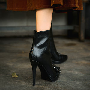 Luxury Leather Pointed Toe Tall Boots