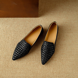 ElegantLux Cow Leather Pointed Toe Flat Shoes