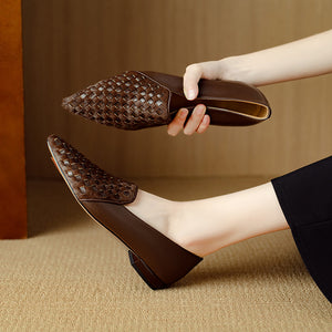 ElegantLux Cow Leather Pointed Toe Flat Shoes