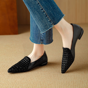 ElegantLux Cow Leather Pointed Toe Flat Shoes