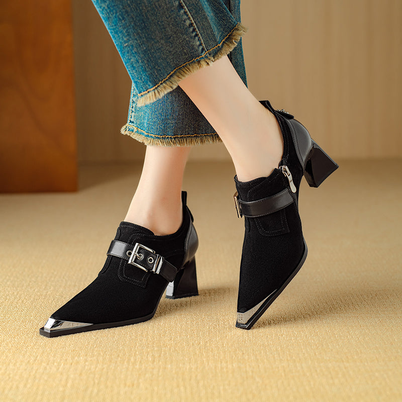 AlliChic Exotic Suede Pointed Toe  High Heels