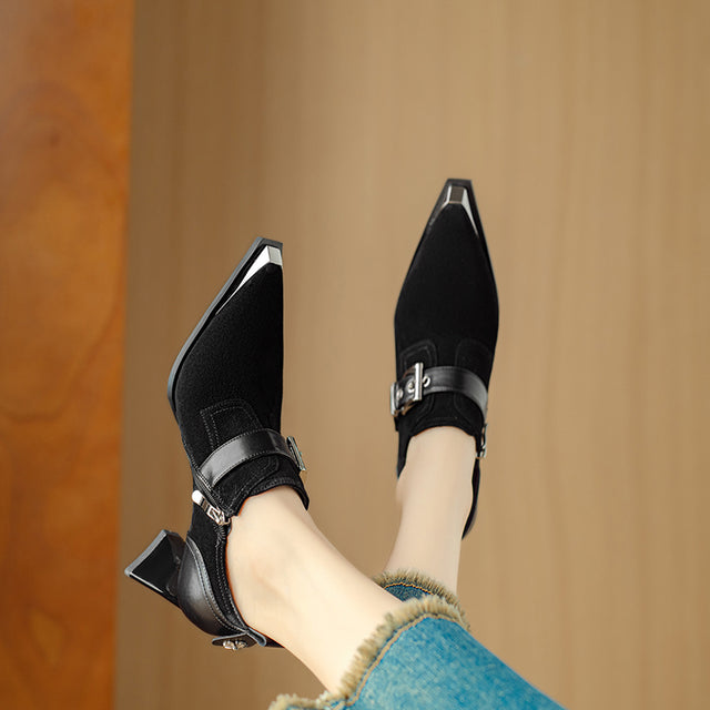 AlliChic Exotic Suede Pointed Toe  High Heels