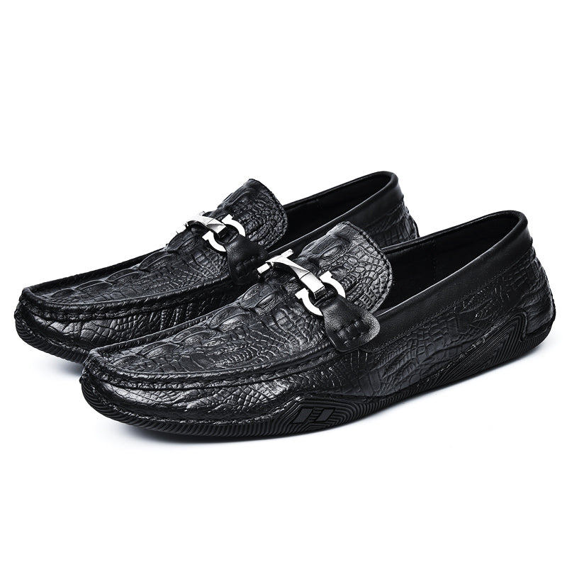 Luxury CrocLeather Round Toe  Loafers