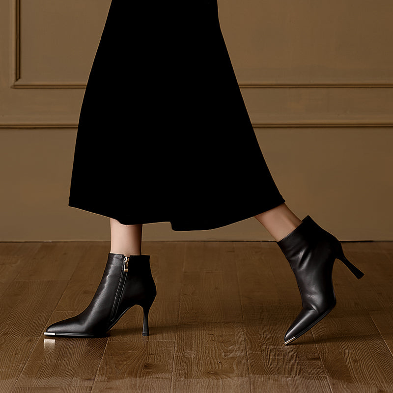 Luxury Leather Pointed Toe Tall Boots