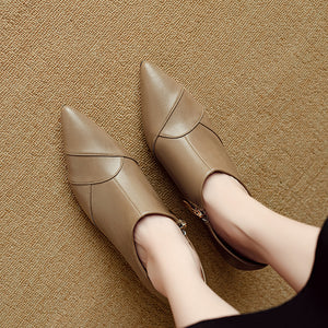 Chic LeatherLux Pointed Toe Thick Heels