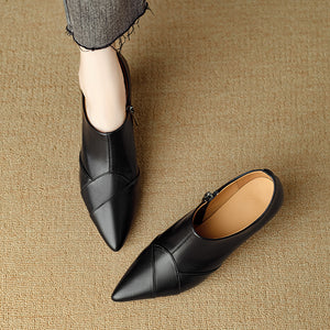 Chic LeatherLux Pointed Toe Thick Heels