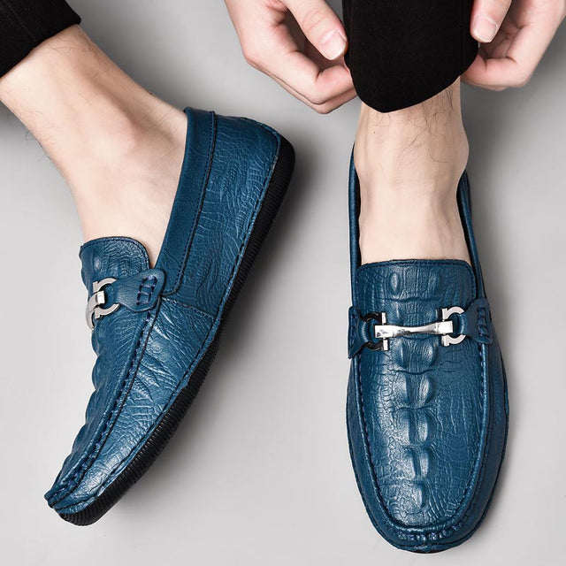 Luxury CrocLeather Round Toe  Loafers