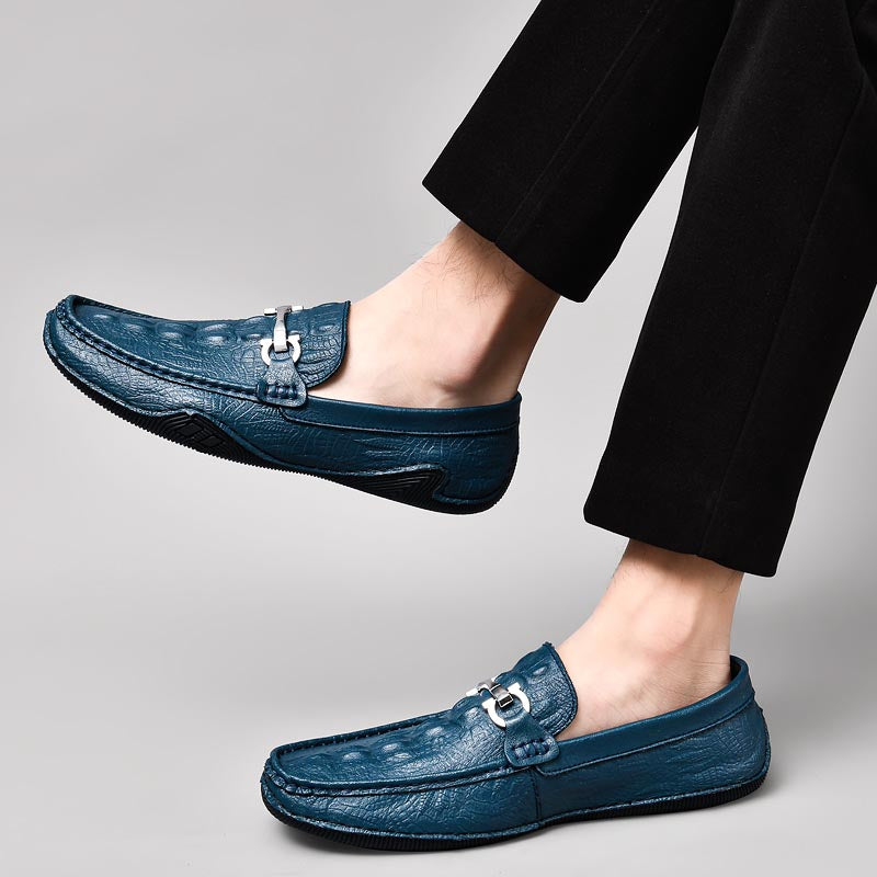 Luxury CrocLeather Round Toe  Loafers