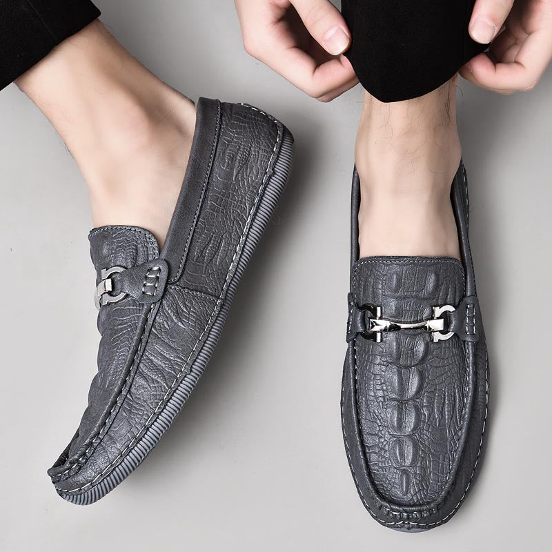 Luxury CrocLeather Round Toe  Loafers