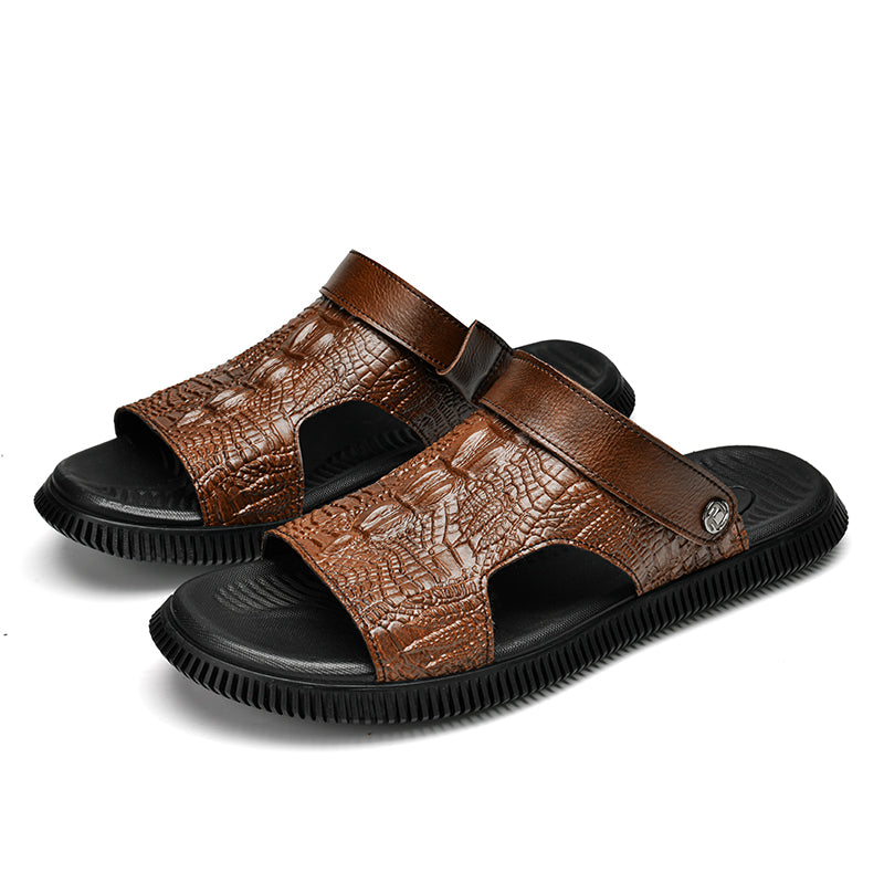 CrocoLuxe Slip-On Exotic Embossed Sandals