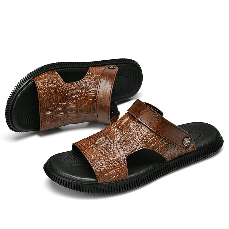 CrocoLuxe Slip-On Exotic Embossed Sandals