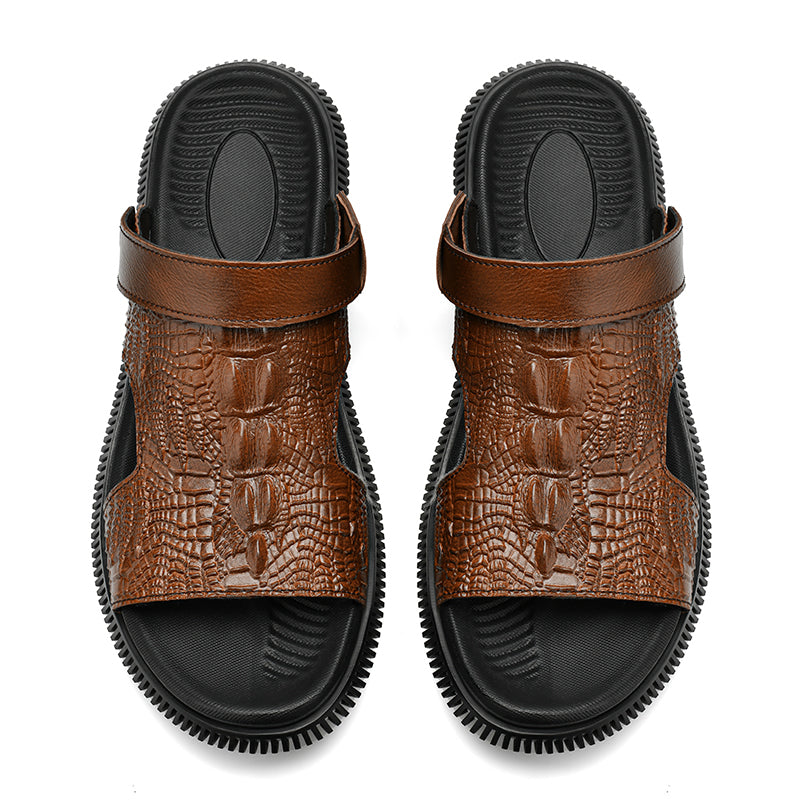 CrocoLuxe Slip-On Exotic Embossed Sandals