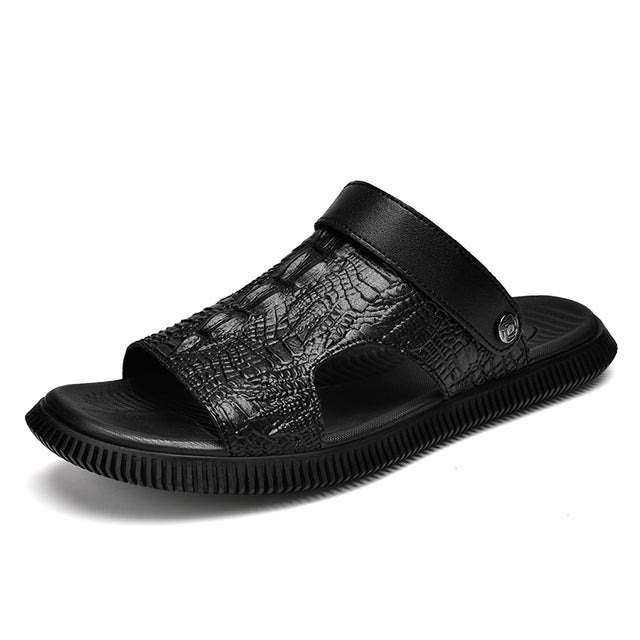 CrocoLuxe Slip-On Exotic Embossed Sandals