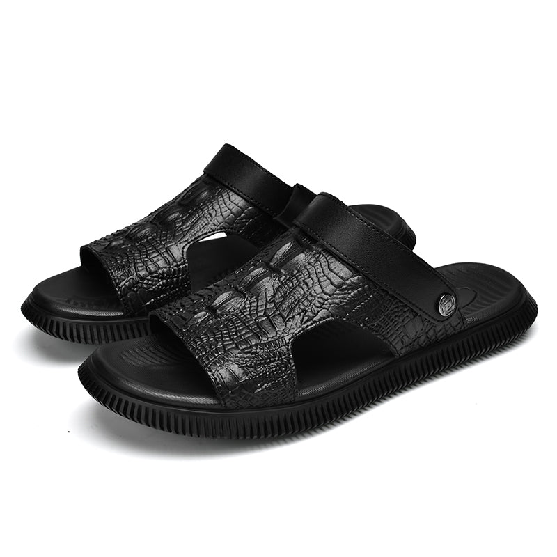 CrocoLuxe Slip-On Exotic Embossed Sandals