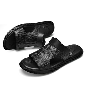 CrocoLuxe Slip-On Exotic Embossed Sandals