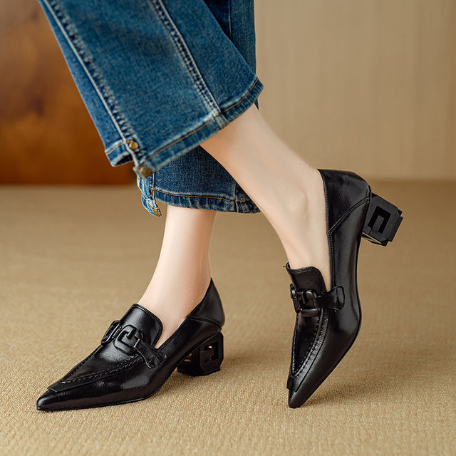 CowLeather Chic Low-med Heels