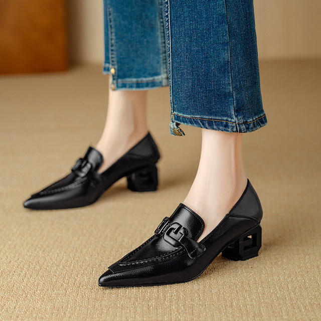 CowLeather Chic Low-med Heels