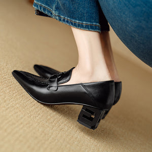 CowLeather Chic Low-med Heels