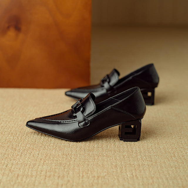 CowLeather Chic Low-med Heels