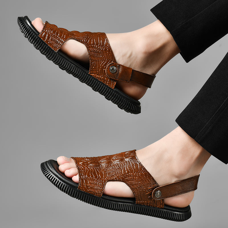 CrocoLuxe Slip-On Exotic Embossed Sandals