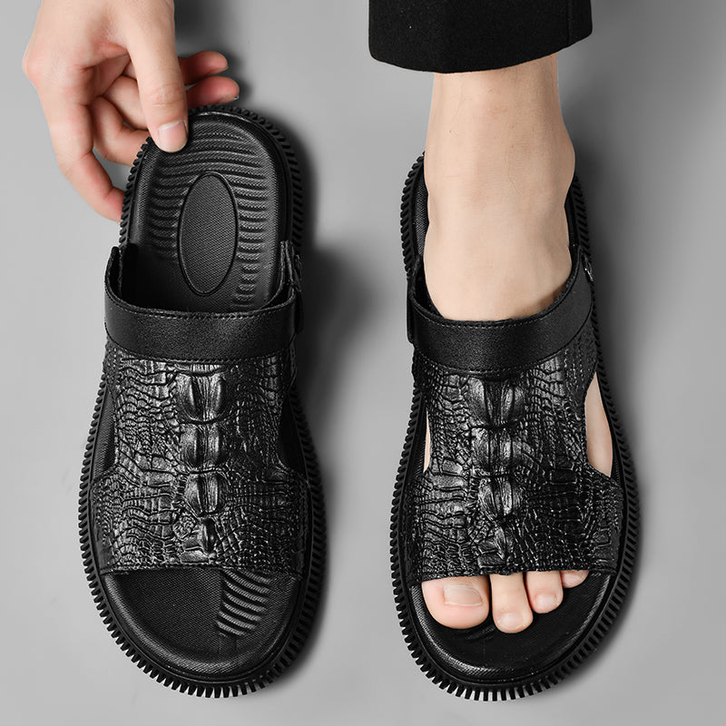 CrocoLuxe Slip-On Exotic Embossed Sandals