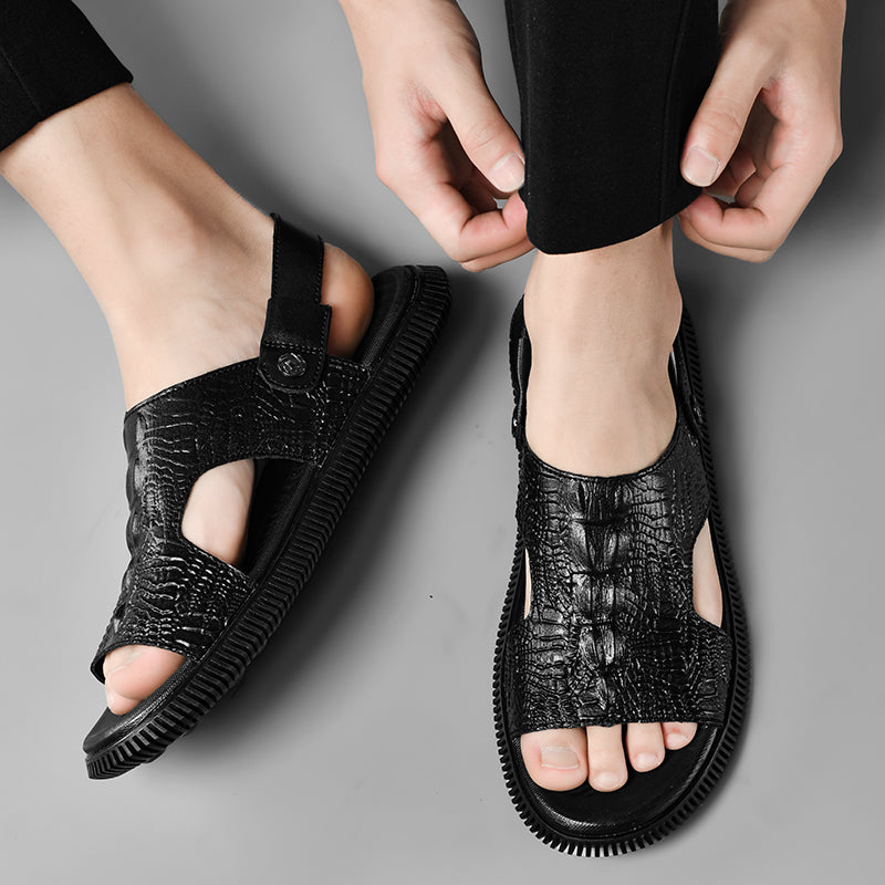 CrocoLuxe Slip-On Exotic Embossed Sandals