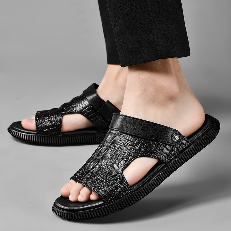 CrocoLuxe Slip-On Exotic Embossed Sandals