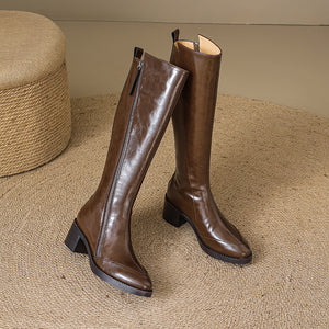 ChicLeather Elegant Zip Knee-High Boots