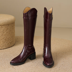 ChicLeather Elegant Zip Knee-High Boots