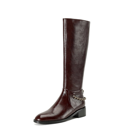 ChicLeather Elegant Zip Knee-High Boots