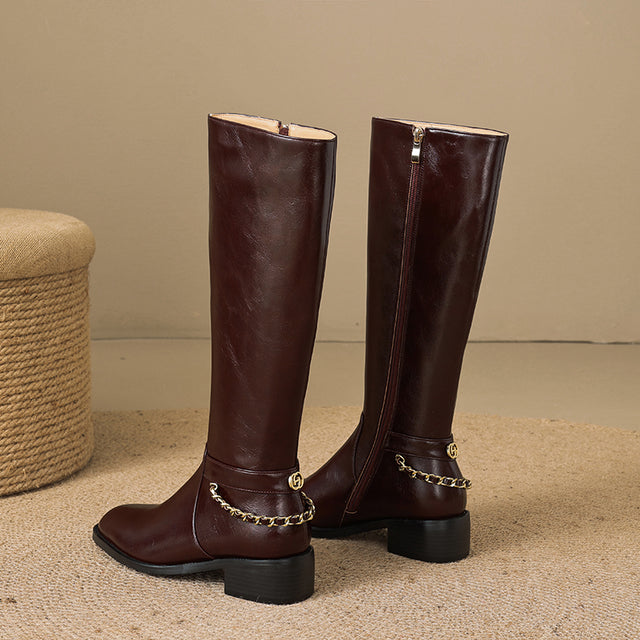 ChicLeather Elegant Zip Knee-High Boots