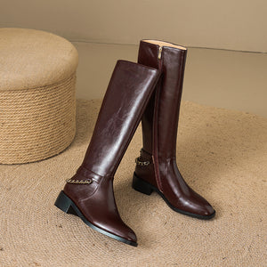 ChicLeather Elegant Zip Knee-High Boots