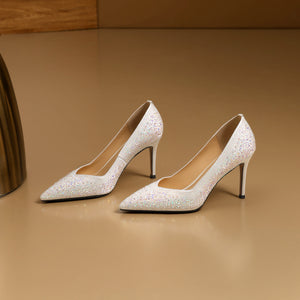 Chic Exotic Pointed Toe Leather Pumps