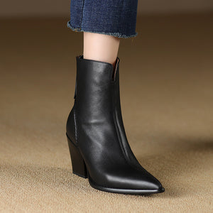 LeathElegance Pointed-Toe Winter Boots with Zip Closure