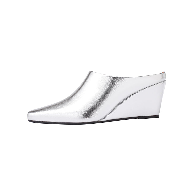 Chic High Heels Square Toe Slip-On Slippers