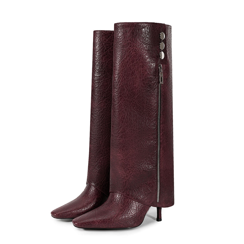 Chic Square Toe Tall Boots