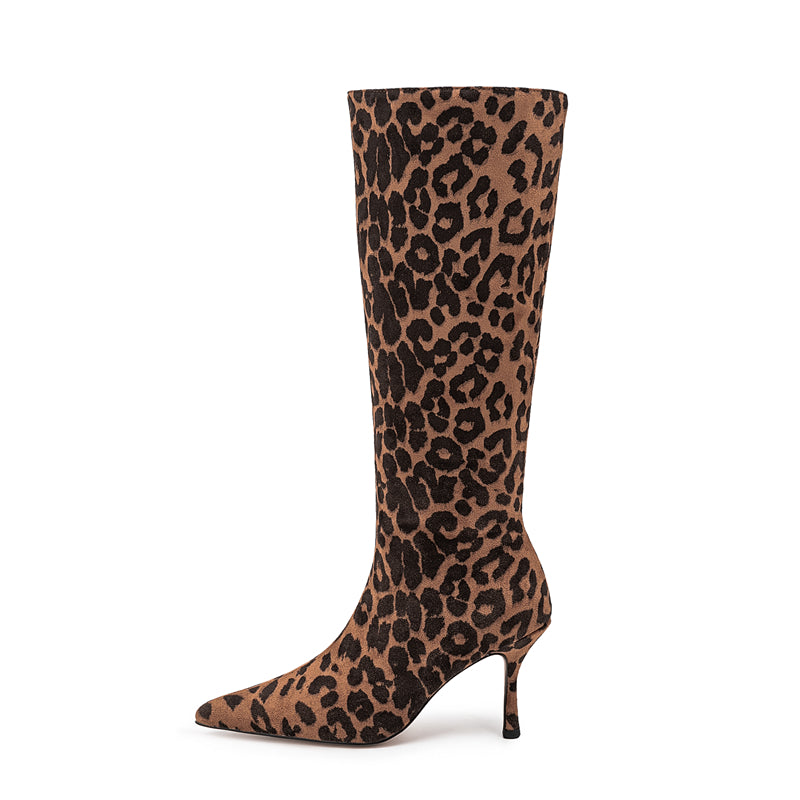 Leopard Audacity Zippered Pointed Boots