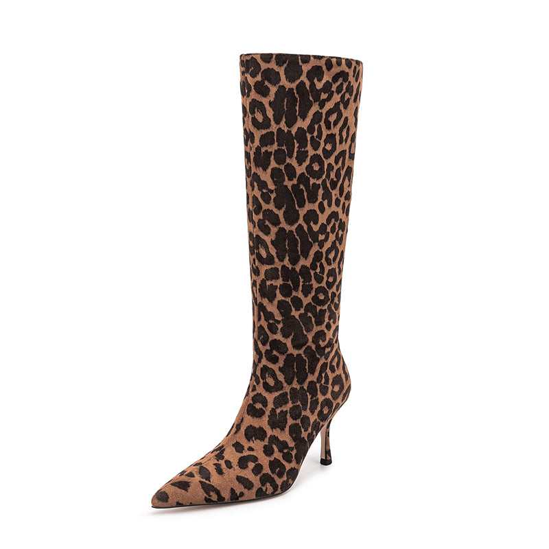 Leopard Audacity Zippered Pointed Boots