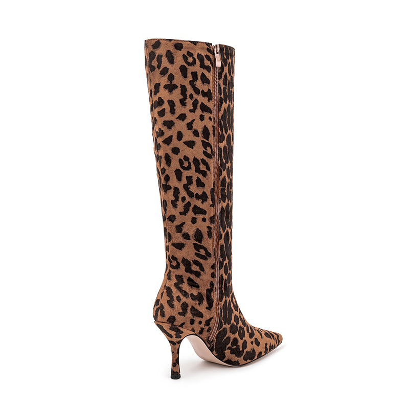 Leopard Audacity Zippered Pointed Boots