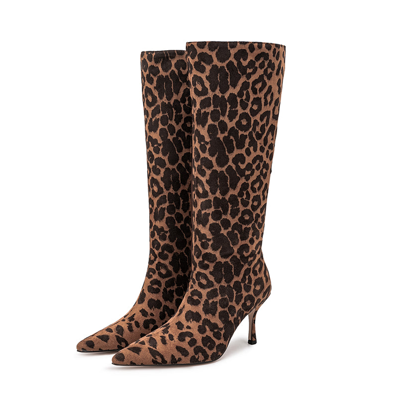 Leopard Audacity Zippered Pointed Boots