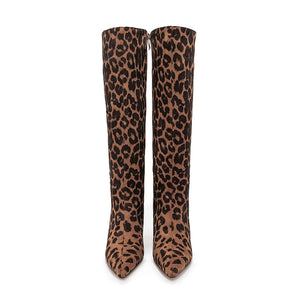 Leopard Audacity Zippered Pointed Boots