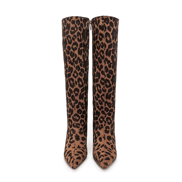 Leopard Audacity Zippered Pointed Boots