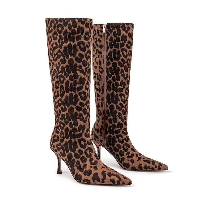 Leopard Audacity Zippered Pointed Boots