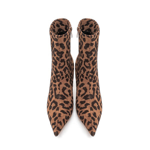 FlockLux Leopard Pointed Toe High Heeled Boots